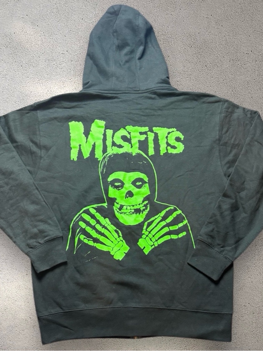 Misfits Zip Up Hoodie Green Skull Sweatshirt Men’s Medium Black Punk Danzig